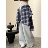 フェイクレイヤードチェックシャツスウェットワイドパンツ | SHEENA | 詳細画像19