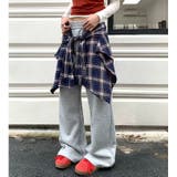 フェイクレイヤードチェックシャツスウェットワイドパンツ | SHEENA | 詳細画像21