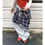 フェイクレイヤードチェックシャツスウェットワイドパンツ | SHEENA | 詳細画像22