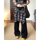フェイクレイヤードチェックシャツスウェットワイドパンツ | SHEENA | 詳細画像25