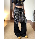 フェイクレイヤードチェックシャツスウェットワイドパンツ | SHEENA | 詳細画像26