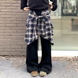 フェイクレイヤードチェックシャツスウェットワイドパンツ | SHEENA | 詳細画像29