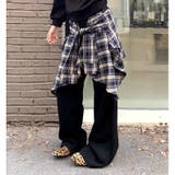 フェイクレイヤードチェックシャツスウェットワイドパンツ | SHEENA | 詳細画像30