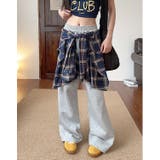 フェイクレイヤードチェックシャツスウェットワイドパンツ | SHEENA | 詳細画像6