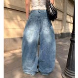 Loveハート刺繍カーブワイドデニムパンツ | SHEENA | 詳細画像14