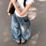 Loveハート刺繍カーブワイドデニムパンツ | SHEENA | 詳細画像15