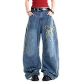 Loveハート刺繍カーブワイドデニムパンツ | SHEENA | 詳細画像2