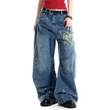 Loveハート刺繍カーブワイドデニムパンツ | SHEENA | 詳細画像4