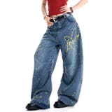 Loveハート刺繍カーブワイドデニムパンツ | SHEENA | 詳細画像8