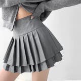 グレー | インパン付きダブルプリーツミニスカート 春 夏 | SHEENA