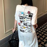 ホワイト | MIXロゴプリントTシャツワンピース 春 夏 | SHEENA