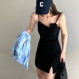 ブラック | アシメデコルテミニキャミワンピース 春 夏 | SHEENA