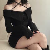 クロスネックオフショルワイドリブニットワンピース 秋 冬 | SHEENA | 詳細画像10