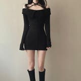 クロスネックオフショルワイドリブニットワンピース 秋 冬 | SHEENA | 詳細画像11