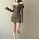 クロスネックオフショルワイドリブニットワンピース 秋 冬 | SHEENA | 詳細画像19