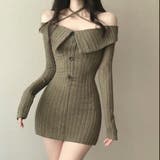 クロスネックオフショルワイドリブニットワンピース 秋 冬 | SHEENA | 詳細画像21