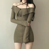 クロスネックオフショルワイドリブニットワンピース 秋 冬 | SHEENA | 詳細画像22