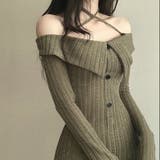 クロスネックオフショルワイドリブニットワンピース 秋 冬 | SHEENA | 詳細画像27