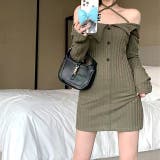 クロスネックオフショルワイドリブニットワンピース 秋 冬 | SHEENA | 詳細画像30