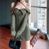 クロスネックオフショルワイドリブニットワンピース 秋 冬 | SHEENA | 詳細画像33