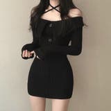 クロスネックオフショルワイドリブニットワンピース 秋 冬 | SHEENA | 詳細画像4