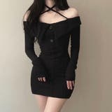 クロスネックオフショルワイドリブニットワンピース 秋 冬 | SHEENA | 詳細画像8