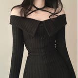 クロスネックオフショルワイドリブニットワンピース 秋 冬 | SHEENA | 詳細画像9