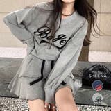 Vネックロゴトレーナー×ティアードミニスカート 2点SET 秋 | SHEENA | 詳細画像1