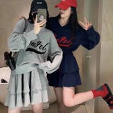 Vネックロゴトレーナー×ティアードミニスカート 2点SET 秋 | SHEENA | 詳細画像13