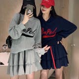 Vネックロゴトレーナー×ティアードミニスカート 2点SET 秋 | SHEENA | 詳細画像14