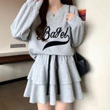 Vネックロゴトレーナー×ティアードミニスカート 2点SET 秋 | SHEENA | 詳細画像15