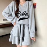 Vネックロゴトレーナー×ティアードミニスカート 2点SET 秋 | SHEENA | 詳細画像16