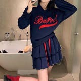 Vネックロゴトレーナー×ティアードミニスカート 2点SET 秋 | SHEENA | 詳細画像18