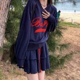 Vネックロゴトレーナー×ティアードミニスカート 2点SET 秋 | SHEENA | 詳細画像22