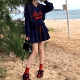 Vネックロゴトレーナー×ティアードミニスカート 2点SET 秋 | SHEENA | 詳細画像23