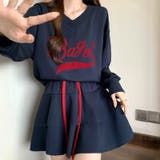 Vネックロゴトレーナー×ティアードミニスカート 2点SET 秋 | SHEENA | 詳細画像28