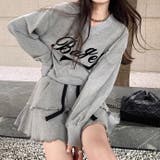 グレー | Vネックロゴトレーナー×ティアードミニスカート 2点SET 秋 | SHEENA