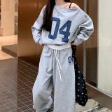 セットアップ ワンショルダーナンバリングロゴトレーナー×スウェットパンツ | SHEENA | 詳細画像2