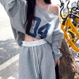 セットアップ ワンショルダーナンバリングロゴトレーナー×スウェットパンツ | SHEENA | 詳細画像22