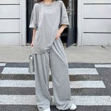 ワンポイント刺繍ロゴオーバーサイズTシャツ×ゆったりイージーワイドパンツ | SHEENA | 詳細画像2