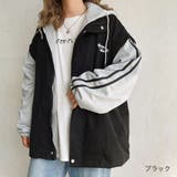 ブラック | 袖ラインレイヤード風ルーズブルゾン 秋 冬 | SHEENA