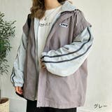 グレー | 袖ラインレイヤード風ルーズブルゾン 秋 冬 | SHEENA