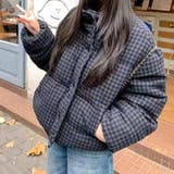 チェック柄中綿ダウンジャケット 秋 冬 | SHEENA | 詳細画像4