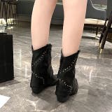 ヴィンテージライクスタッズ付ウエスタンカバーブーツ 秋 冬 | SHEENA  | 詳細画像13 