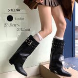 スタッズ付きダブルベルトカバーロングブーツ 秋 冬 | SHEENA  | 詳細画像1 