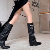 スタッズ付きダブルベルトカバーロングブーツ 秋 冬 | SHEENA  | 詳細画像25 