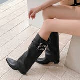 スタッズ付きダブルベルトカバーロングブーツ 秋 冬 | SHEENA  | 詳細画像26 