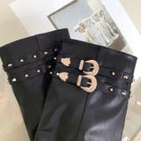 スタッズ付きダブルベルトカバーロングブーツ 秋 冬 | SHEENA  | 詳細画像31 