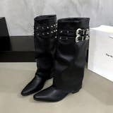 スタッズ付きダブルベルトカバーロングブーツ 秋 冬 | SHEENA  | 詳細画像32 