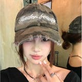 迷彩柄刺しゅうロゴダメージキャップ | SHEENA | 詳細画像2